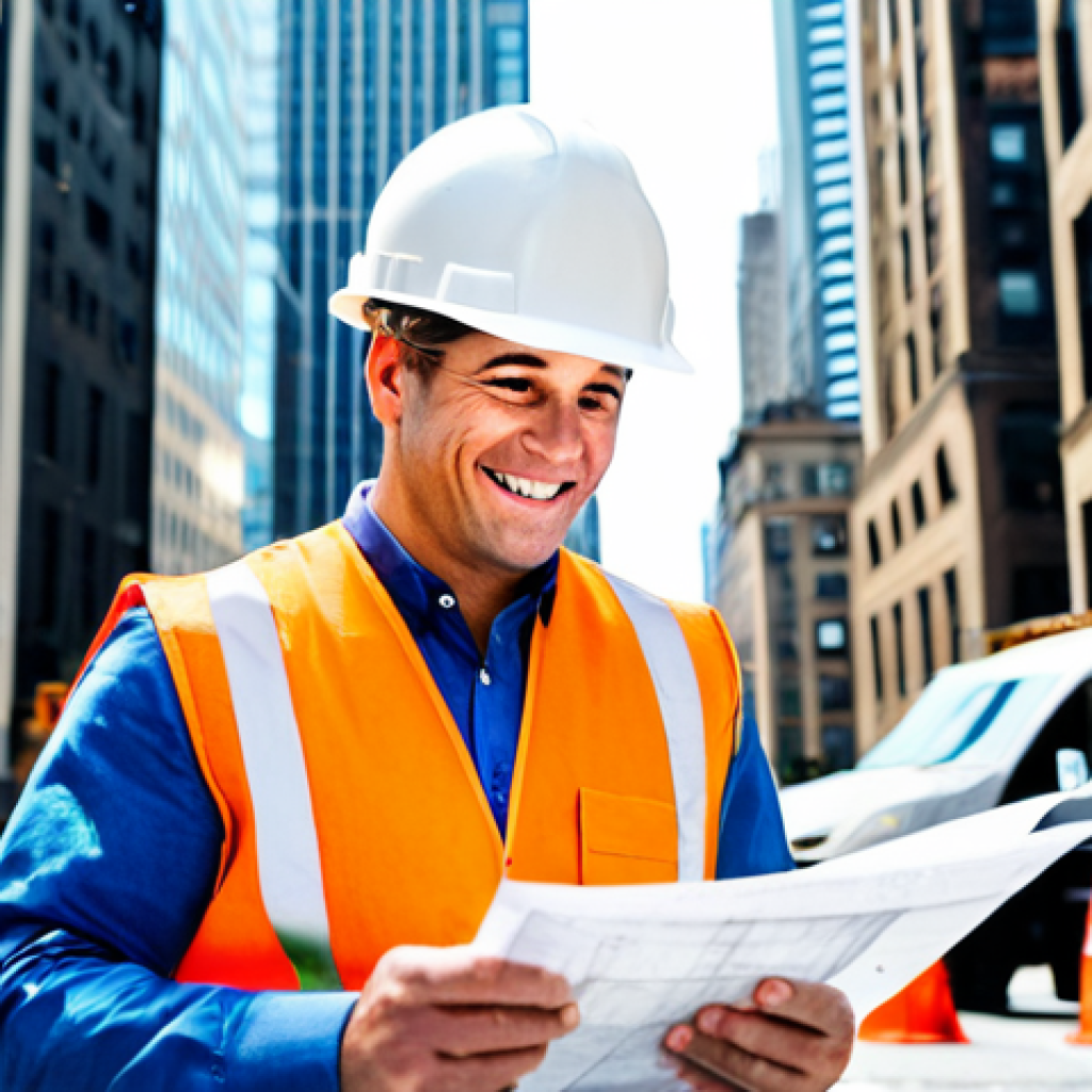 건설안전기사 직무별 연봉 차이 - Experienced Safety Engineer in a Bustling City**

"A seasoned construction safety engineer, wearing ...