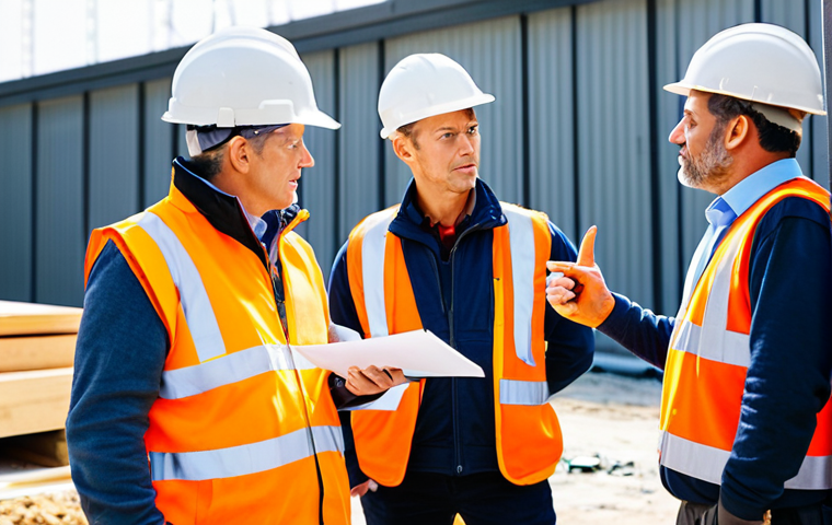 건설안전기사로 승진 성공 사례 - Proactive Hazard Identification**
"Construction site safety engineer, fully clothed in a high-visib...