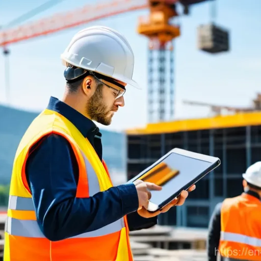 건설안전기사와 연관된 최신 현장 동향 - **Smart Wearables in Action:**
"A diverse team of construction workers, wearing modern, form-fit...