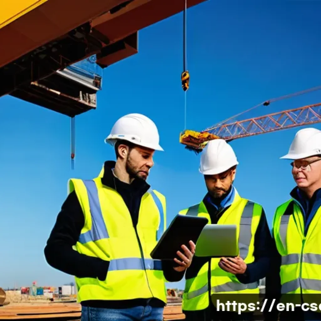 건설안전기사 취업 가능한 회사 리스트 - **Prompt:** A vibrant, large-scale construction site at sunrise. In the foreground, a diverse team o...