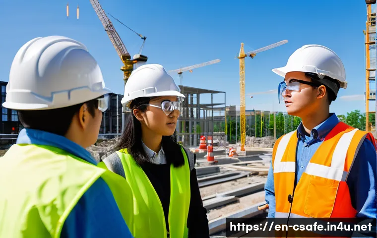 건설안전 관련 대학원 과정 정보 - A dynamic scene of graduate students participating in immersive construction safety field training o...