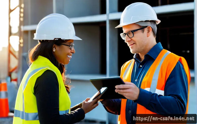 Home 17 건설안전기사 재취업 성공 사례 - Photorealistic career comeback scene, a confident middle-aged construction safety professional in cl...